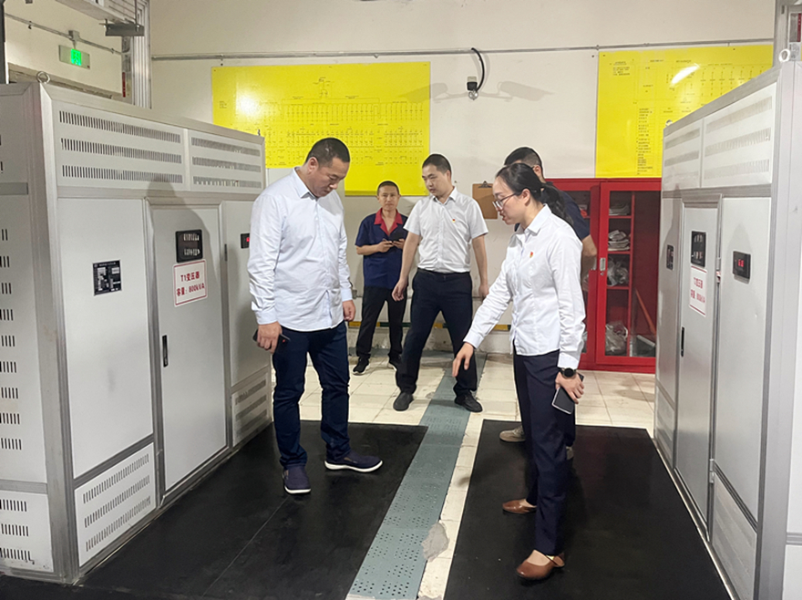 圖2：集團(tuán)黨委副書記、總經(jīng)理孫瑞云督導(dǎo)建設(shè)大廈變配電室安全